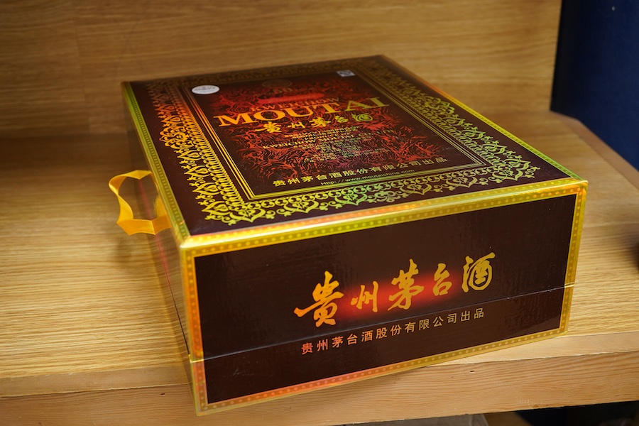 A bottle of Kweichow Moutai, aged 50 years in presentation case and with carrier bag